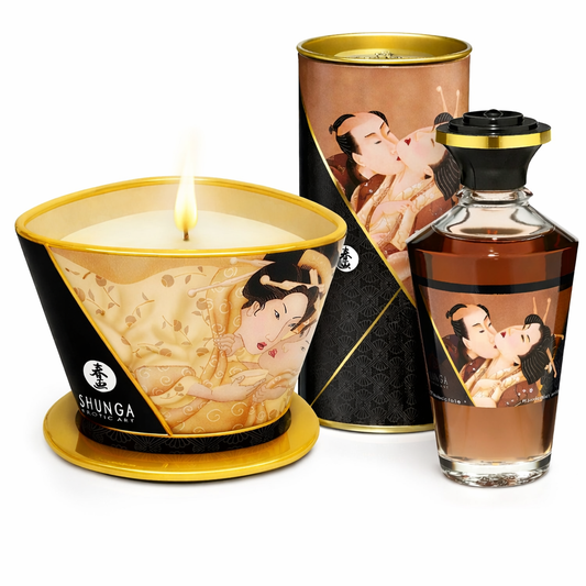 Kit Massaggio Luxury Shunga: candela vaniglia 170 ml e olio effetto calore 100 ml